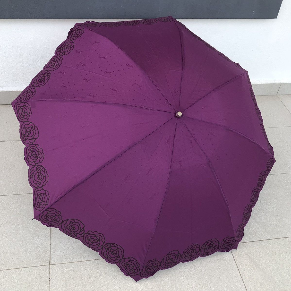 Yves Saint Laurent Saint Laurent Rose Pattern Folding Parasol Monogram YSL Size ONE SIZE - 2 Thumbnail