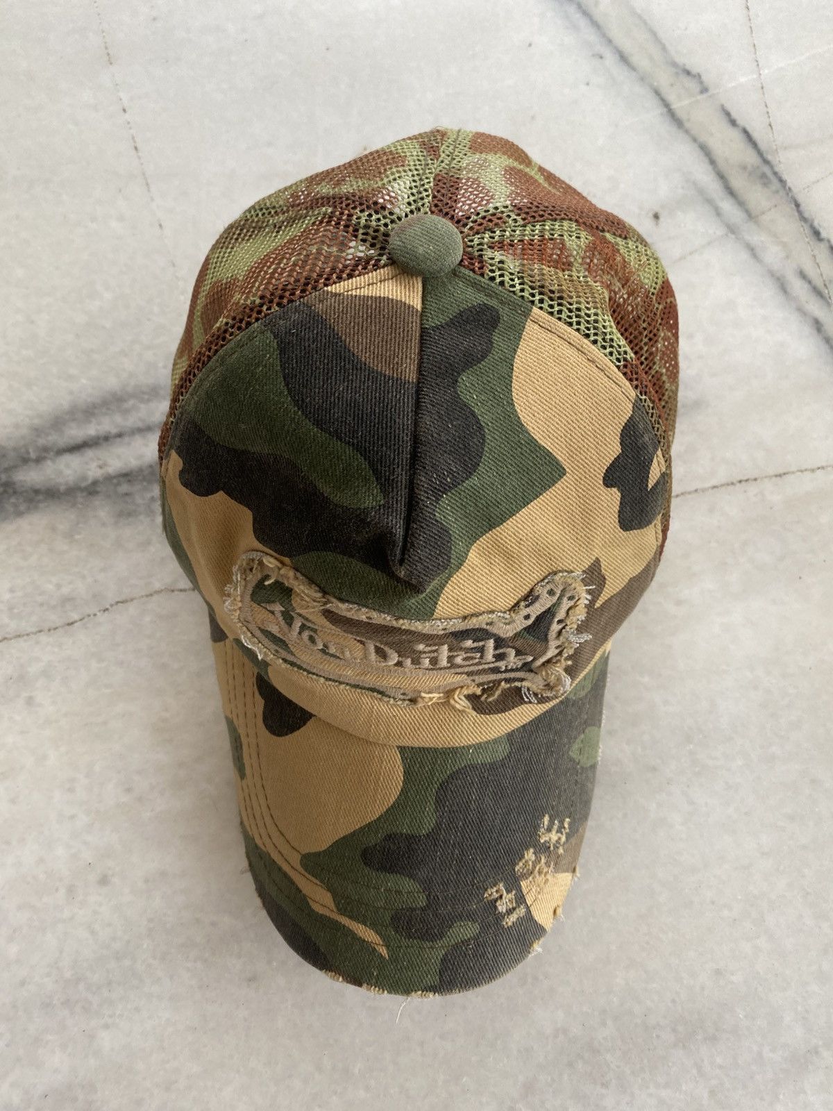 Von Dutch Vintage Von Dutch Distressed Camo Trucker SnapBack Hat Size ONE SIZE - 5 Thumbnail