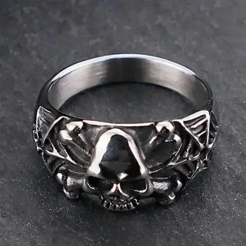 VIBE Gothic Steel Skull Rings Size ONE SIZE - 4 Thumbnail