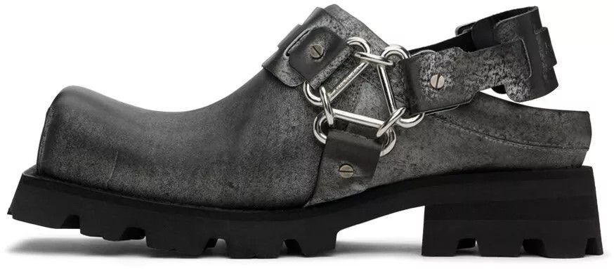 Acne Studios Black Leather Buckle Slip On Loafers New