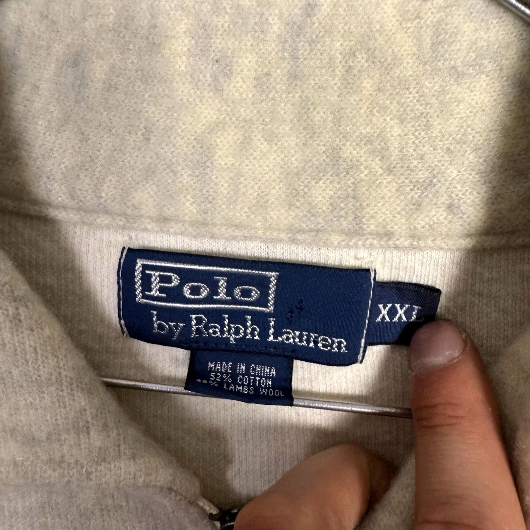 Polo Ralph Lauren VINTAGE Polo Ralph Lauren Sweater Mens 2XL Gray Lambswool Jumper Pullover 1/4 Zip Knit Wool Military? Size US XXL / EU 58 / 5 - 6 Thumbnail