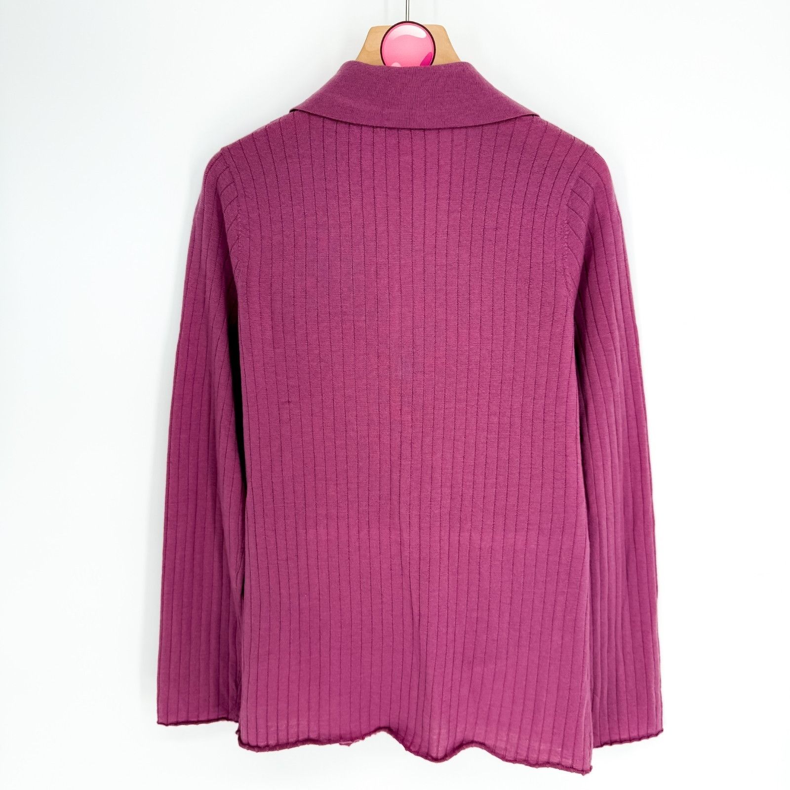 Abercrombie & Fitch Abercrombie & Fitch Merino Wool Ribbed Cardigan Mauve Button Size M / US 6-8 / IT 42-44 - 2 Thumbnail