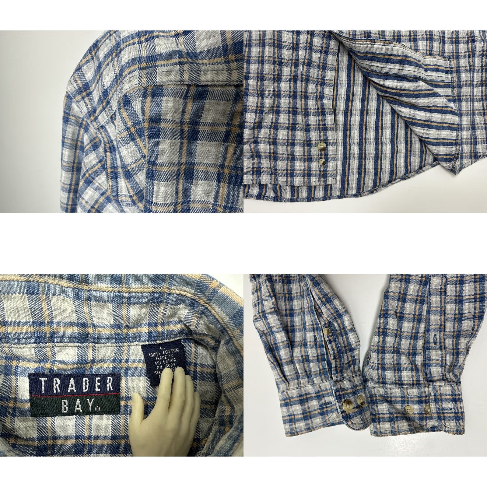 Vintage VINTAGE Trader Bay Oxford Shirt Men Large Gray Blue Plaid Button-Up Heavy Cotton Casual Size US L / EU 52-54 / 3 - 9 Thumbnail