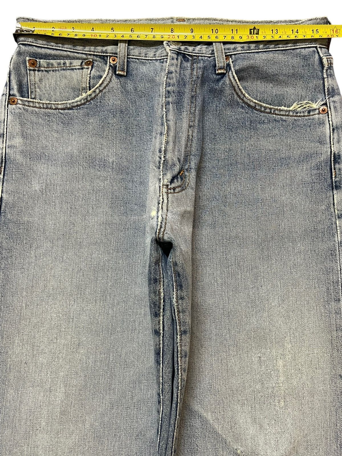 KMRii Vintage Japanese Brand Blue Faded Wash Distress Baggy Jeans Size US 31 - 11 Thumbnail