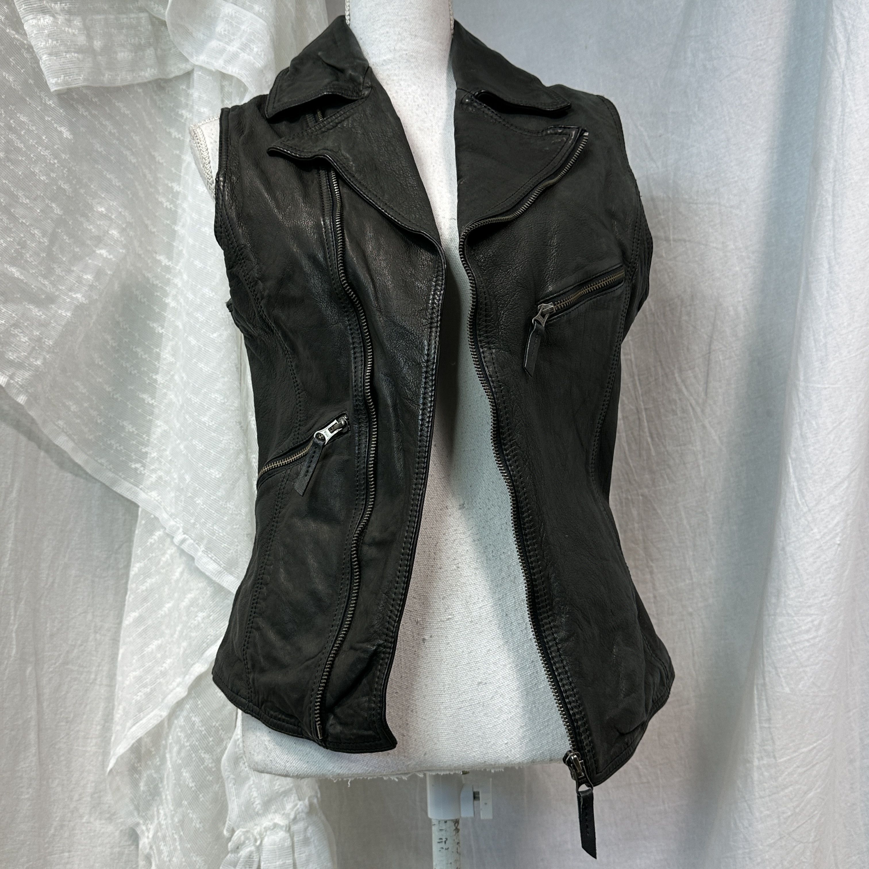 Vintage Vintage Avant Garde Leather Grunge Biker Vest Y2K Size M / US 6-8 / IT 42-44 - 5 Thumbnail