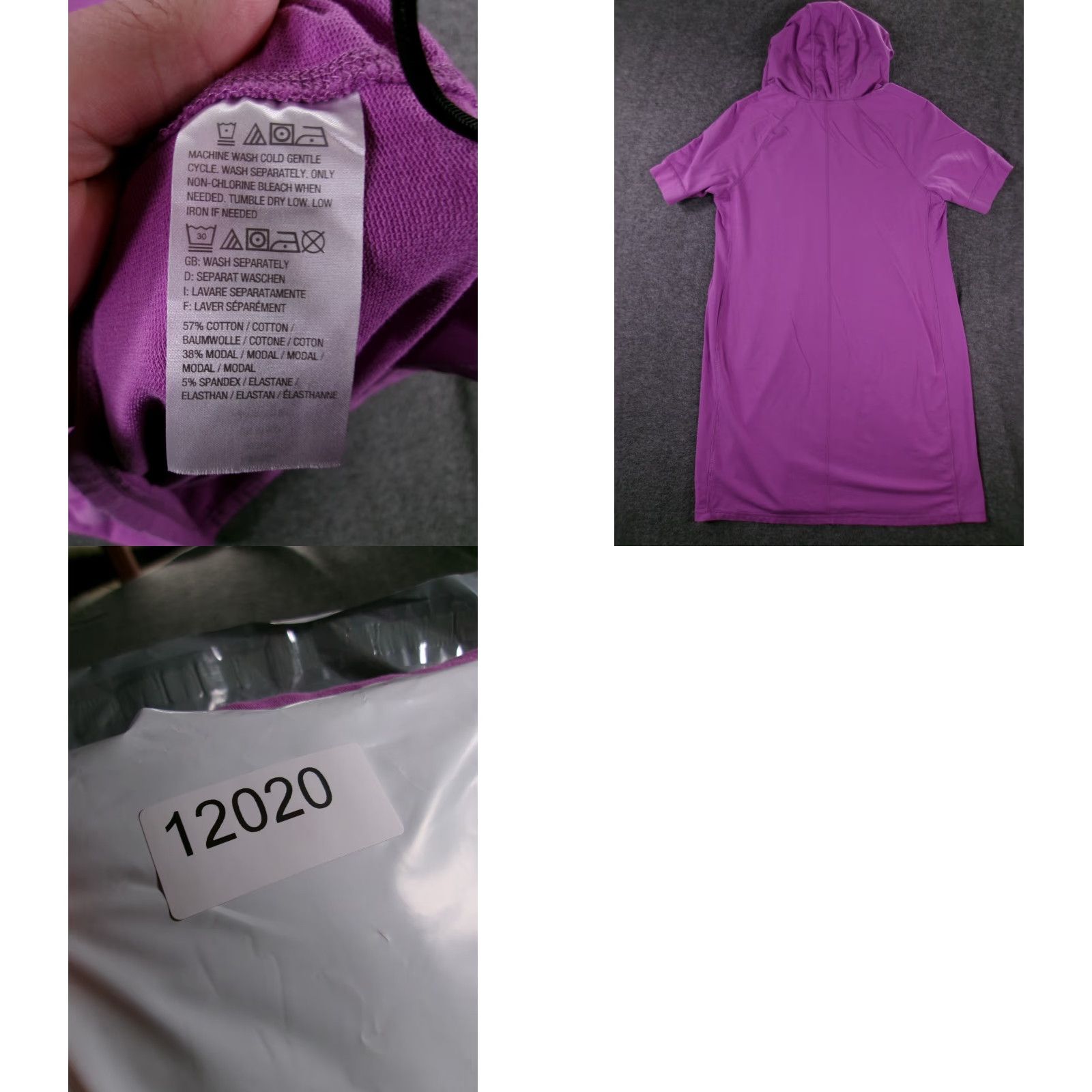 Isaac Mizrahi Isaac Mizrahi Sweatshirt Dress Women L Purple Hooded Short Sleeve Cotton Modal Spandex Solid T-Shirt Dress Size L / US 10 / IT 46 - 8 Thumbnail