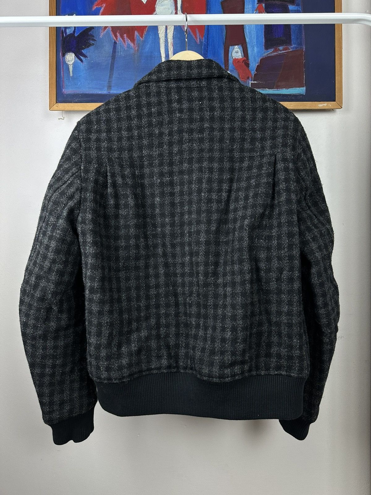 Allsaints × Japanese Brand AllSaints checkerboard black and grey bomber woolen jacket Size US M / EU 48-50 / 2 - 8 Thumbnail
