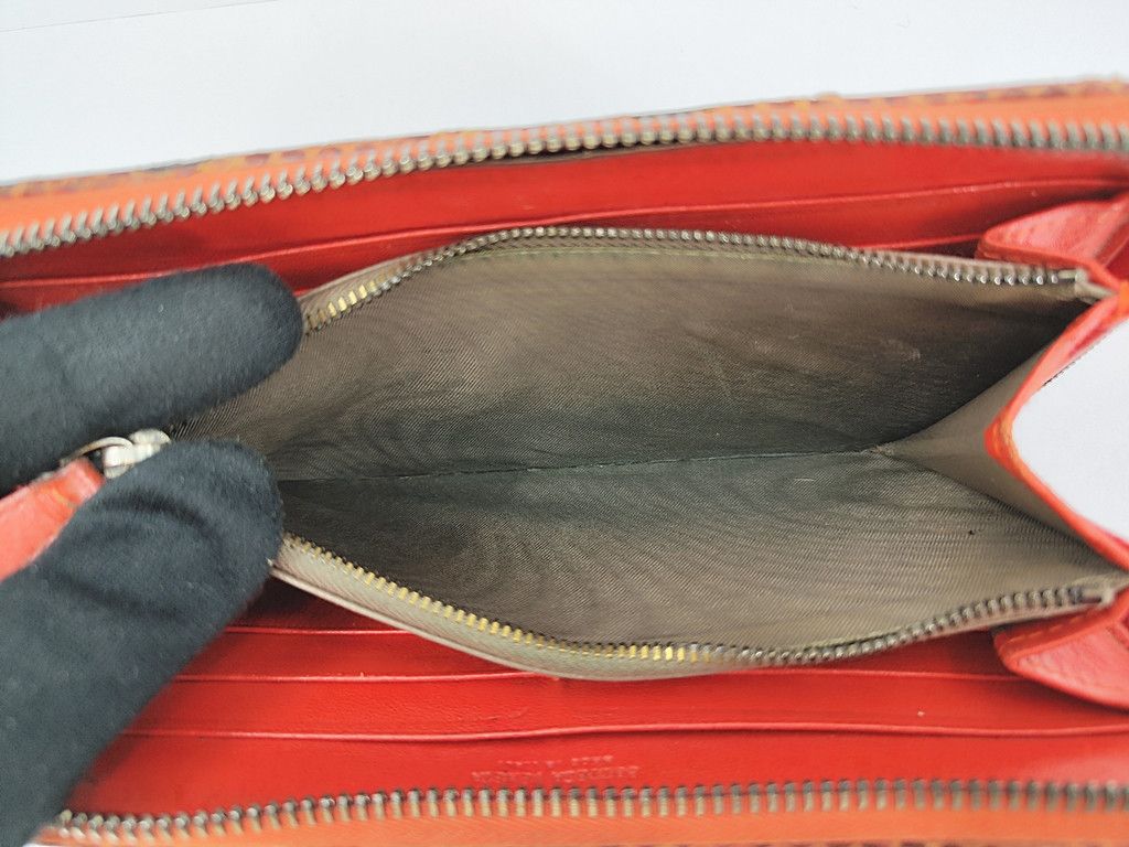 Bottega Veneta BOTTEGA VENETA intrecciato orange snake skin zipper wallet Size ONE SIZE - 5 Thumbnail