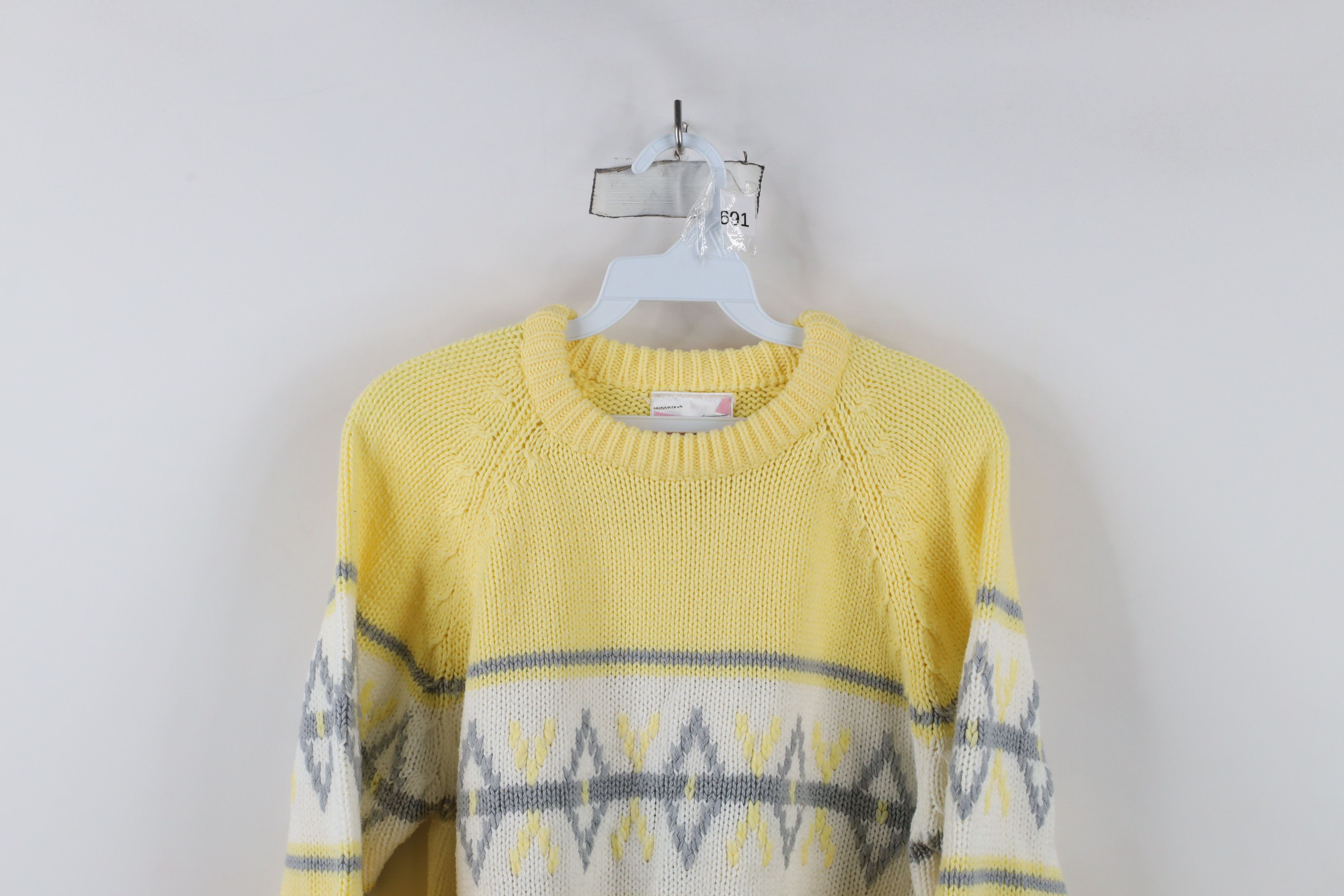 Vintage Vintage 90s Streetwear Argyle Diamond Chunky Knit Sweater Size L / US 10 / IT 46 - 2 Thumbnail