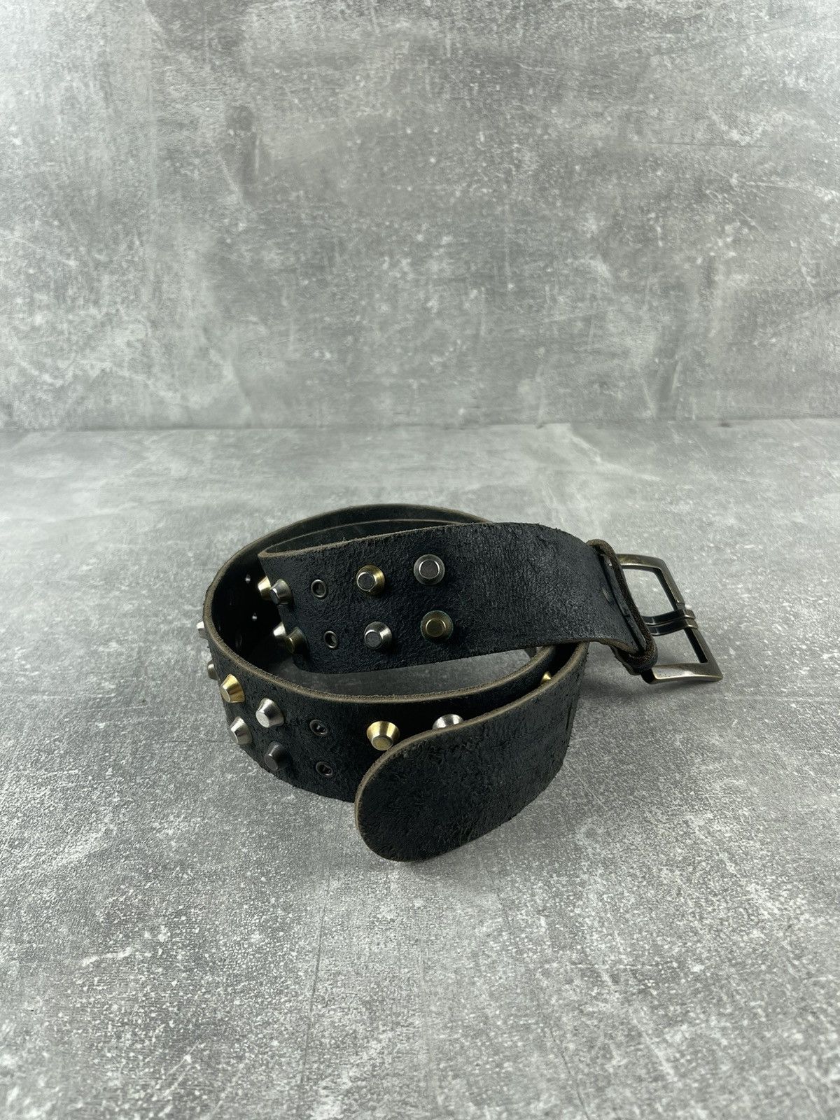 Vintage Vintage Y2K Studded Leather Belt Black Punk Rock Wide Belt Size ONE SIZE - 1 Thumbnail