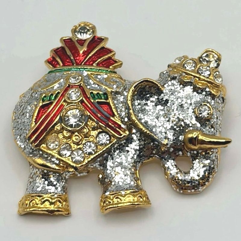 Other Gold Crystal Elephant Brooch Pin Size ONE SIZE - 2 Thumbnail