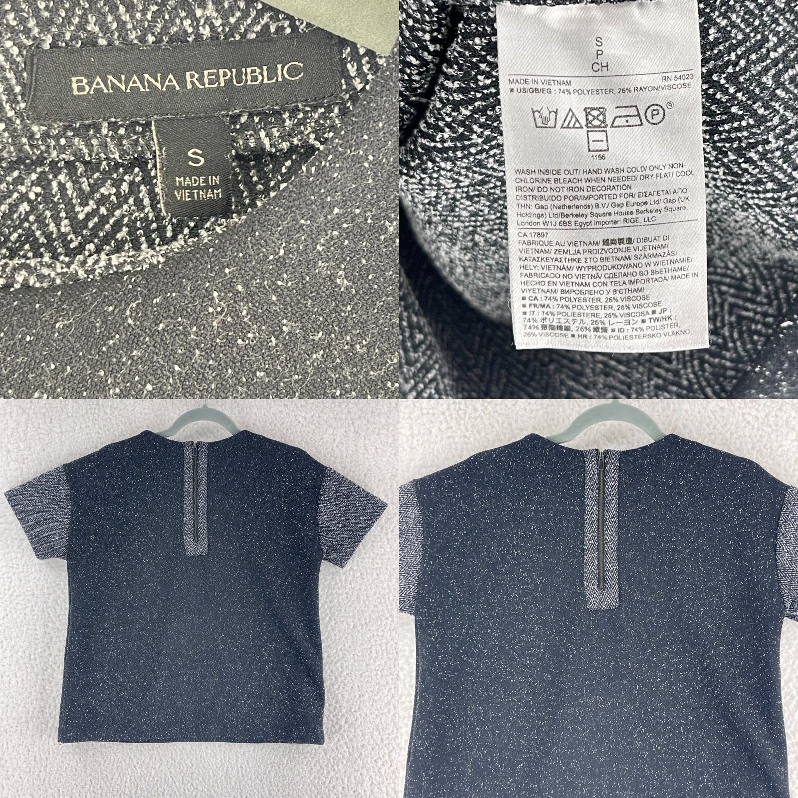 Banana Republic Banana Republic Box Shirt Womens Small Black Silver Sequin Pocket Shiny City Classic Designer Holiday Size S / US 4 / IT 40 - 8 Thumbnail