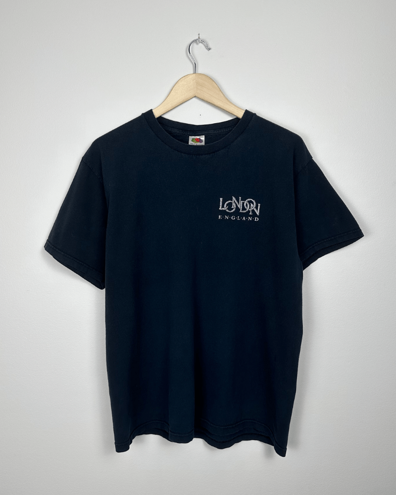 Fruit Of The Loom × Vintage Vintage London England Men's Faded Black T-Shirt Size Large Size US L / EU 52-54 / 3 - 2 Thumbnail