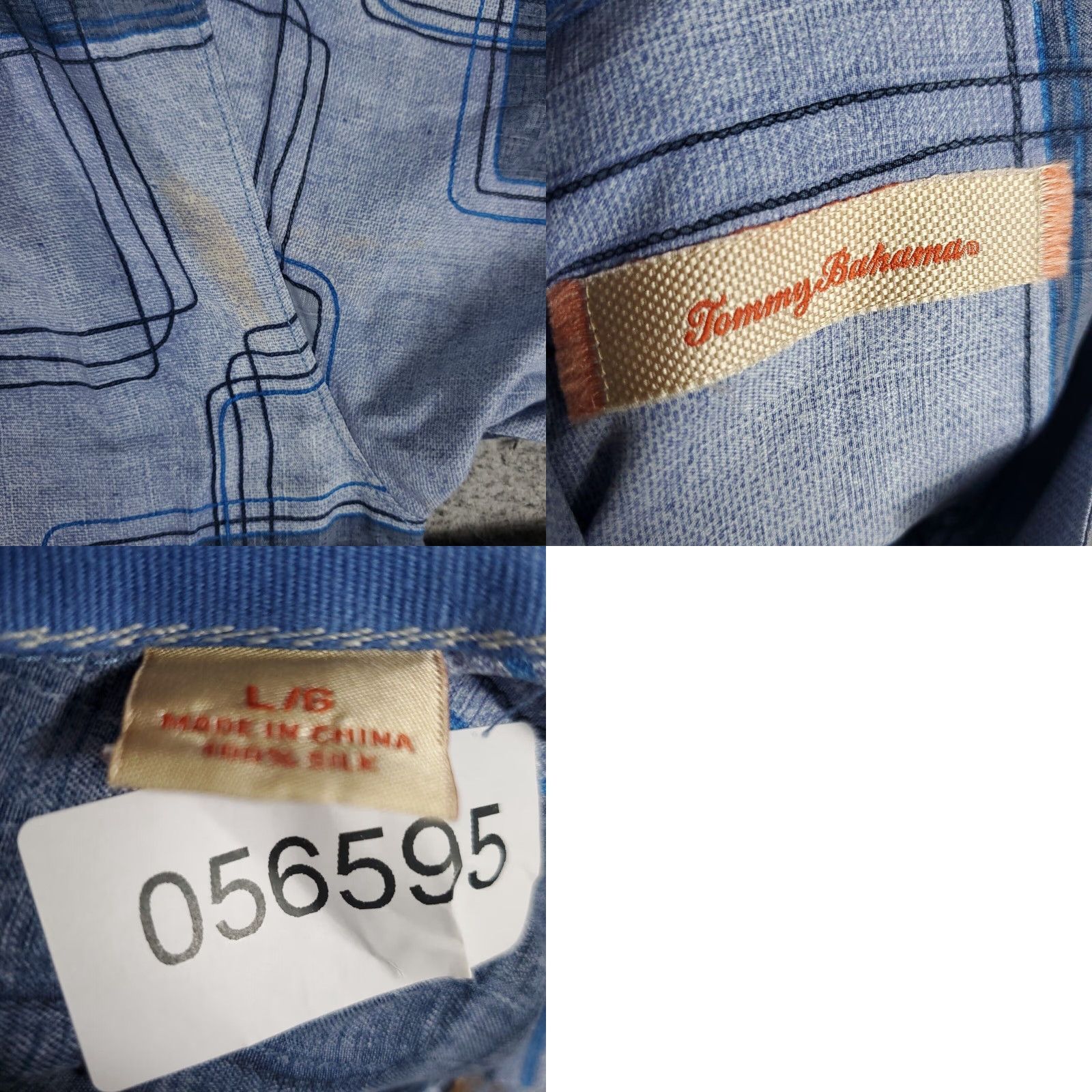Tommy Bahama Tommy Bahama Button-Up Shirt Mens Large Blue Geometric Hawaiian Short Sleeve Size US L / EU 52-54 / 3 - 8 Thumbnail
