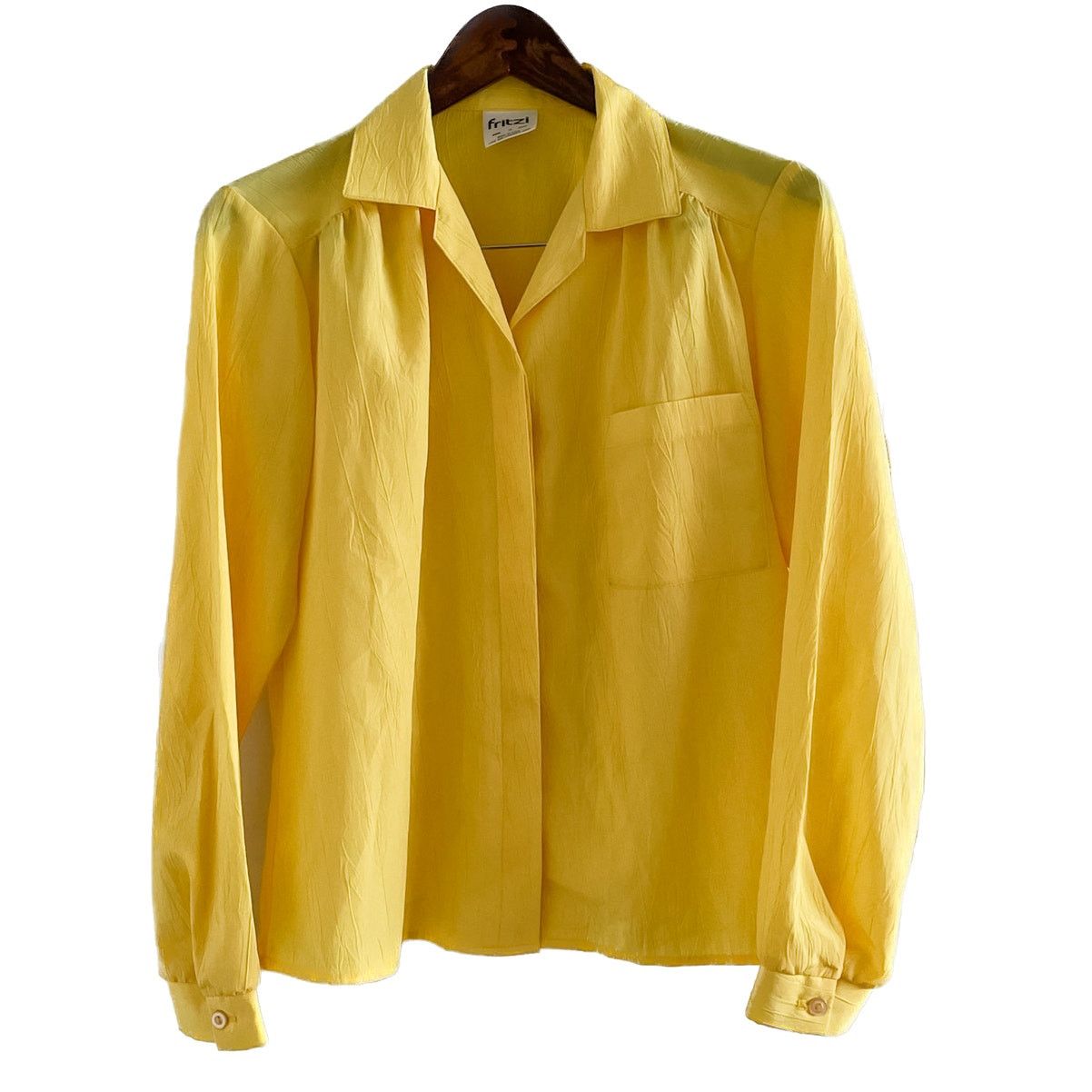 Vintage Vintage yellow light crinkle texture button down blouse M Size M / US 6-8 / IT 42-44 - 8 Thumbnail
