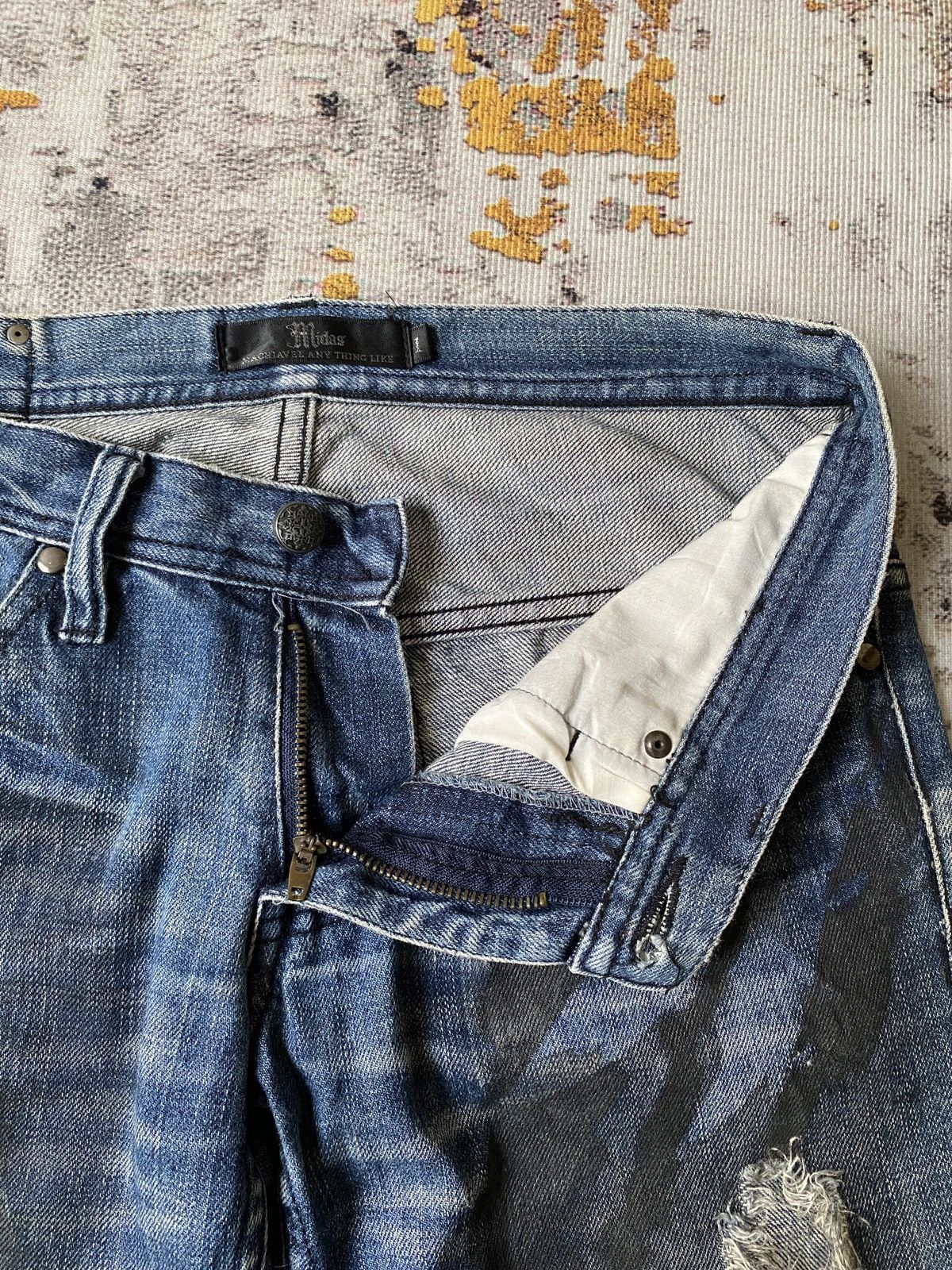 Tornado Mart Midas Waxed Claw Mark Distressed Flare Design Denim Size US 30 / EU 46 - 12 Thumbnail