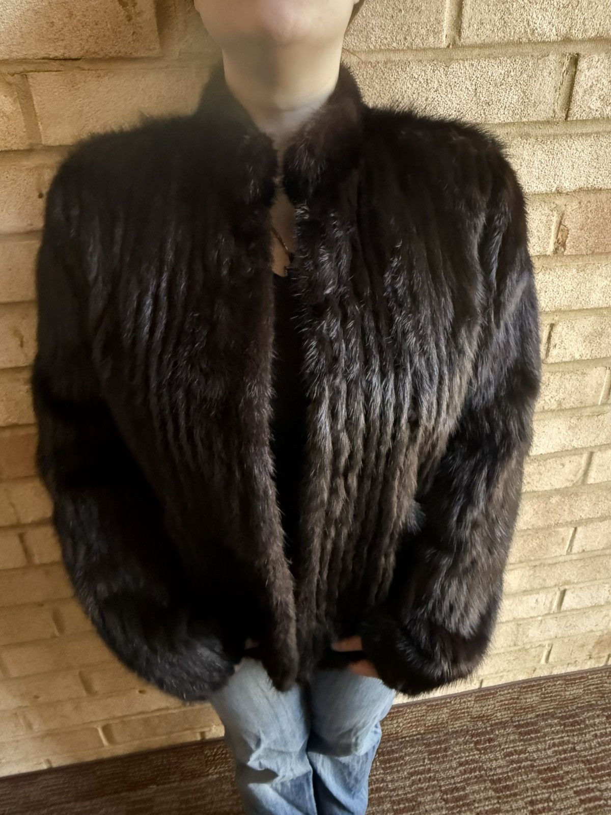 Other Brown vintage old french mink fur jacket with black lining Size XL / US 12-14 / IT 48-50 - 2 Thumbnail