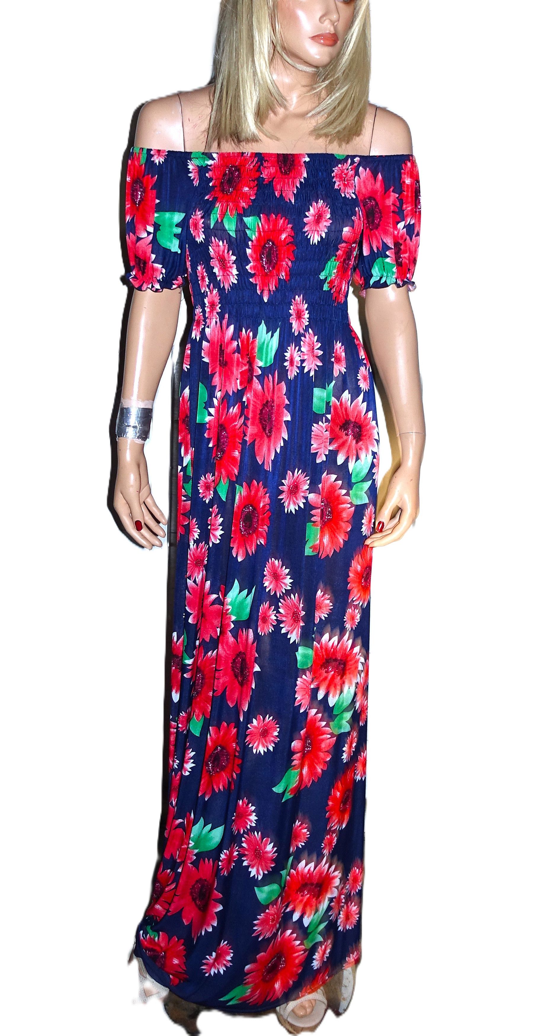 Vintage Navy Blue Floral Crinkle Bodice Maxi Dress S Size S / US 4 / IT 40 - 3 Thumbnail