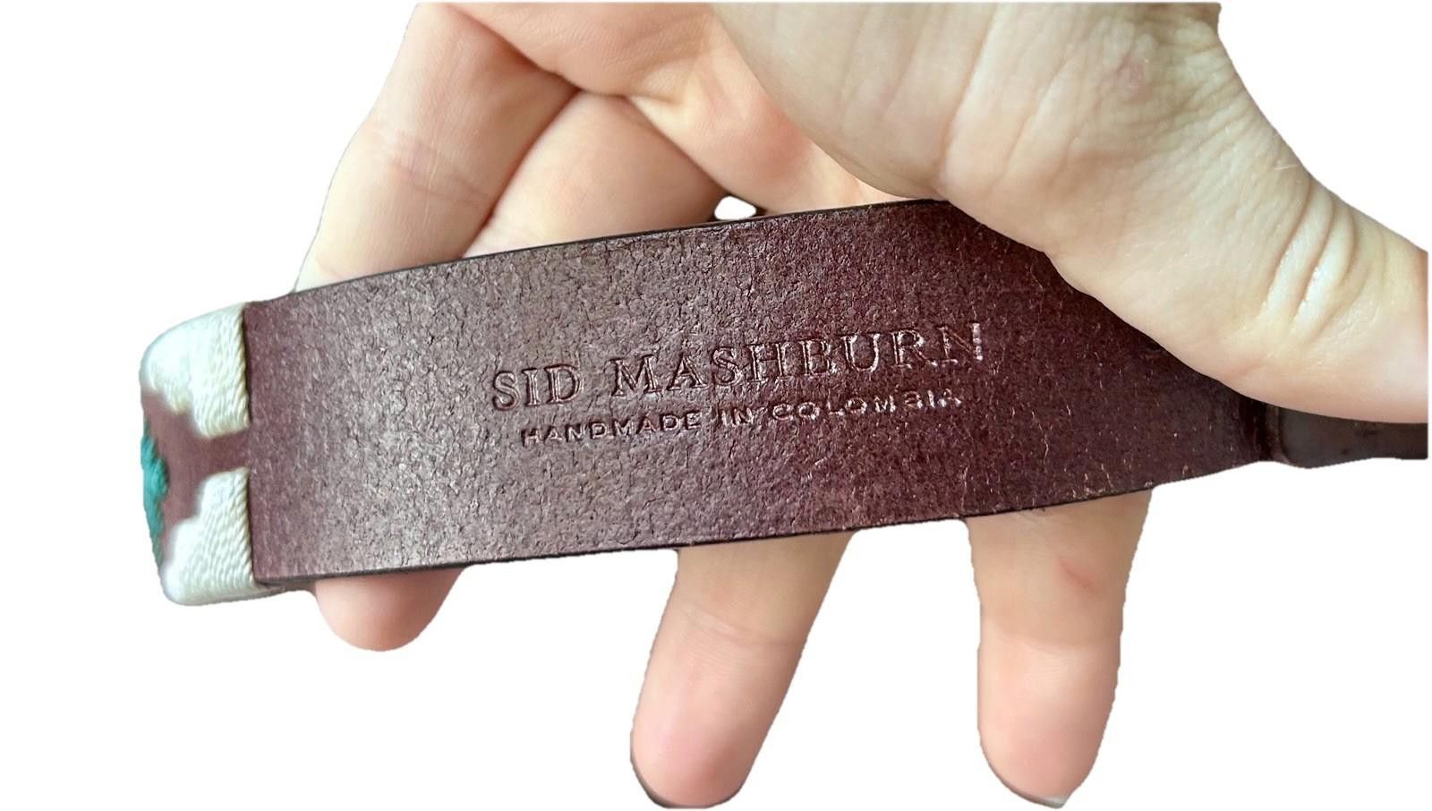 Sid Mashburn Sid Mashburn Embroidered Leather Belt Handmade brown green Size ONE SIZE - 1 Thumbnail