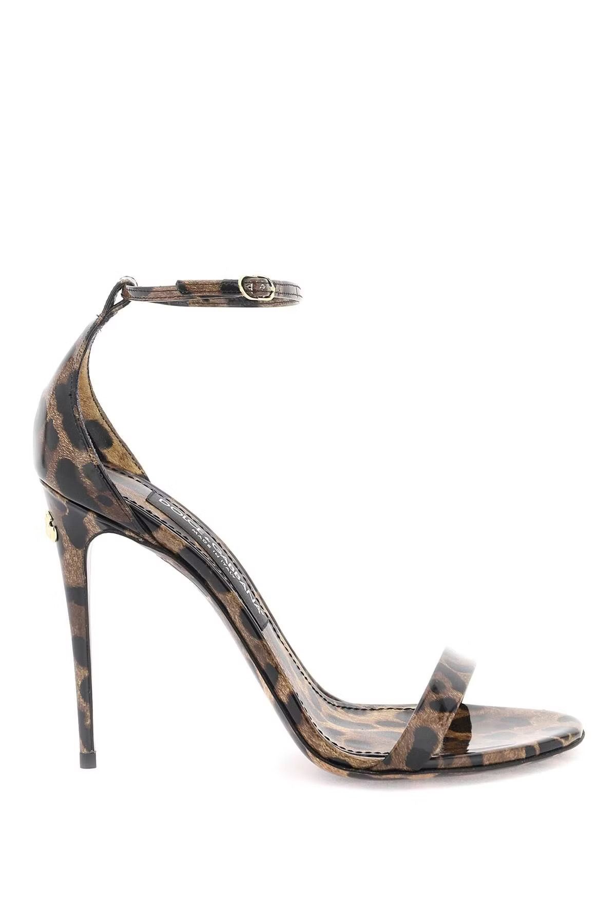 image of Dolce Gabbana O1S22I1N0424 Leopard Leather Sandals In Brown, Women's (Size 9)