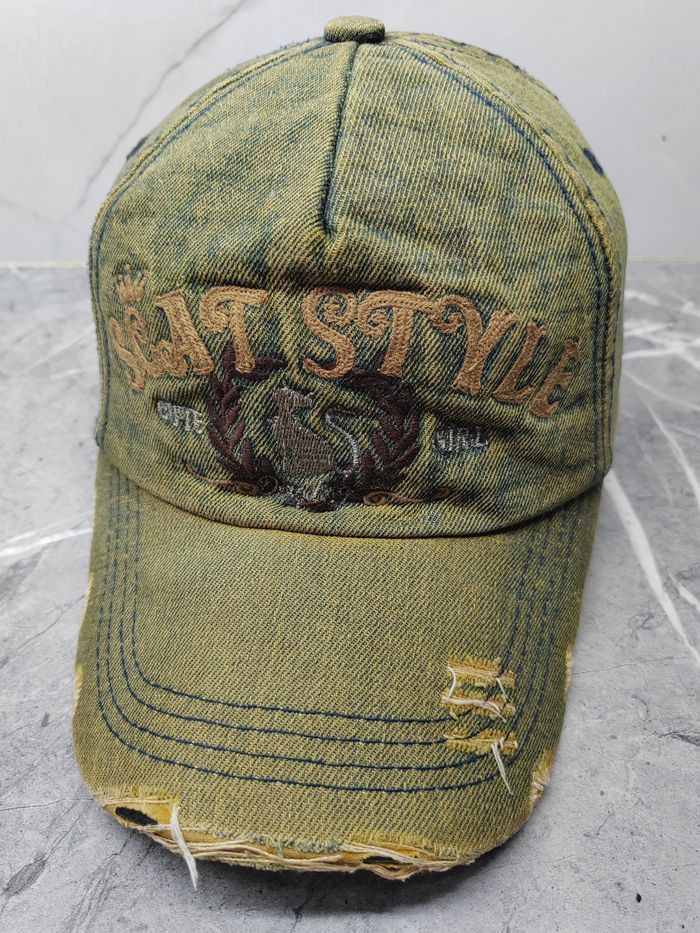 Vintage Vintage Seat Style Denim Distressed Style Cap Hat Size ONE SIZE - 1 Thumbnail