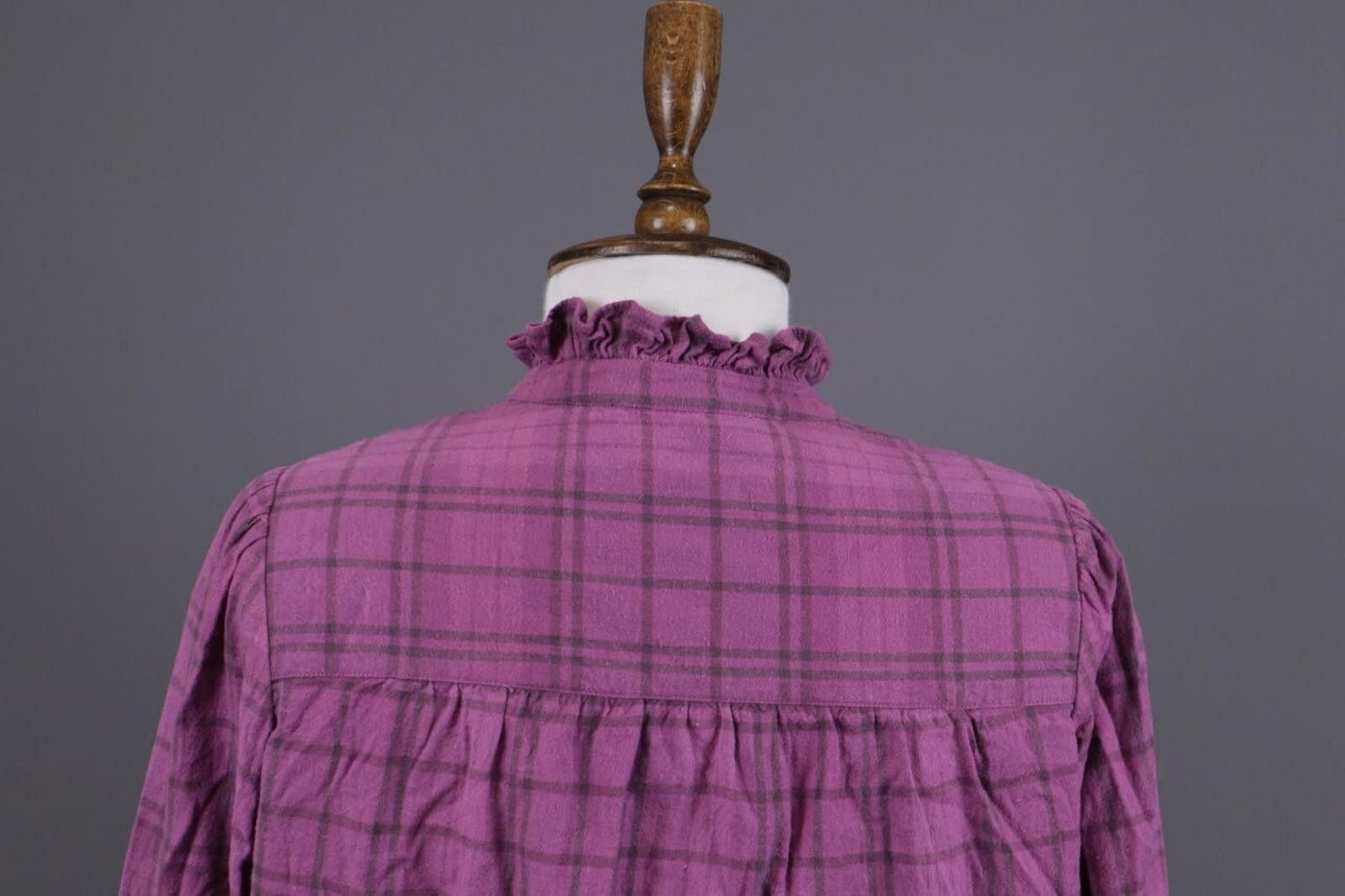 Def Leppard BA&SH Purple Check Printed Henley Blouse Shirt Size 0 Size XS / US 0-2 / IT 36-38 - 10 Thumbnail