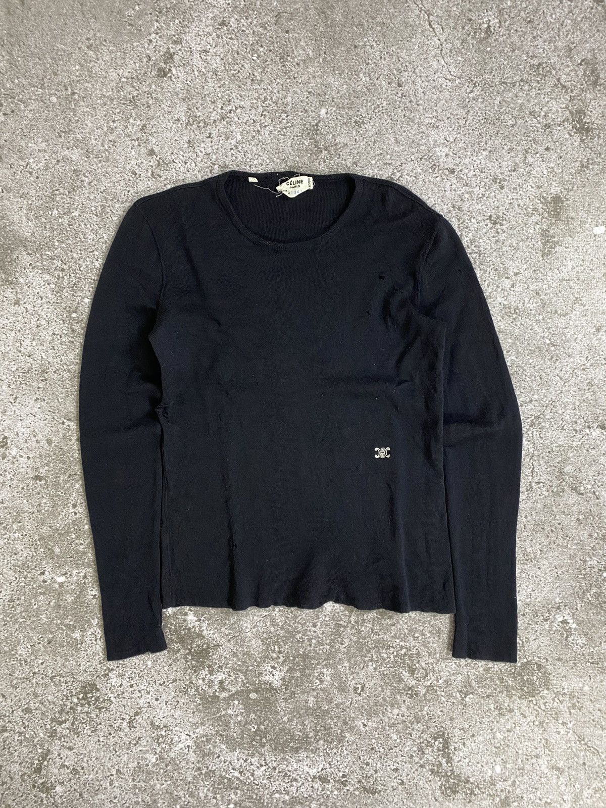 Celine Vintage Celine distressed embroidered knitt Size M / US 6-8 / IT 42-44 - 1 Thumbnail