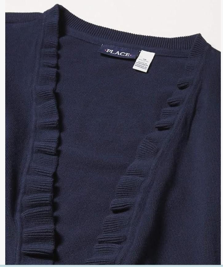 Designer The Children's Place Girls Ruffle Cardigan, Navy SMALL 5/6 Size XXS / US 00 / IT 34 - 2 Thumbnail