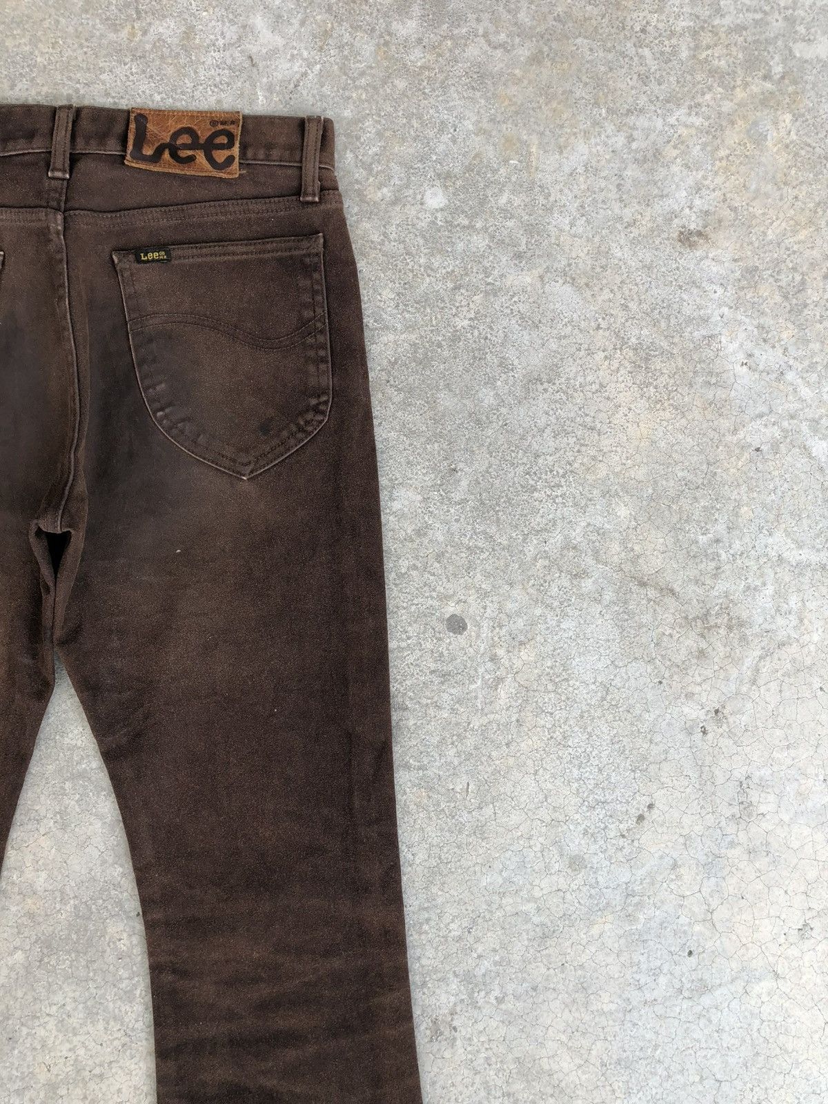 If Six Was Nine Vintage Lee Flared Jeans Distressed Leather Cowhide Size US 29 - 10 Thumbnail
