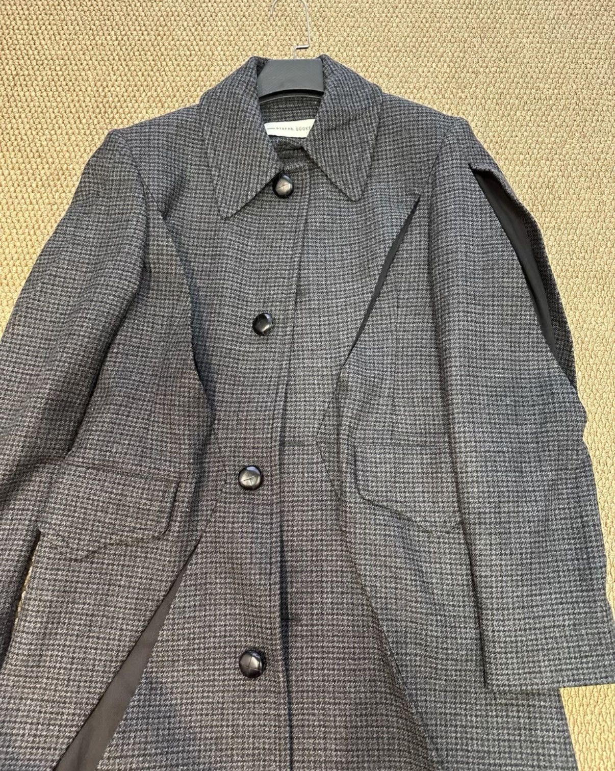 Stefan Cooke Stefan Cooke 19AW Grey Plaid Deconstructed Wool Coat K23 Size US M / EU 48-50 / 2 - 4 Thumbnail