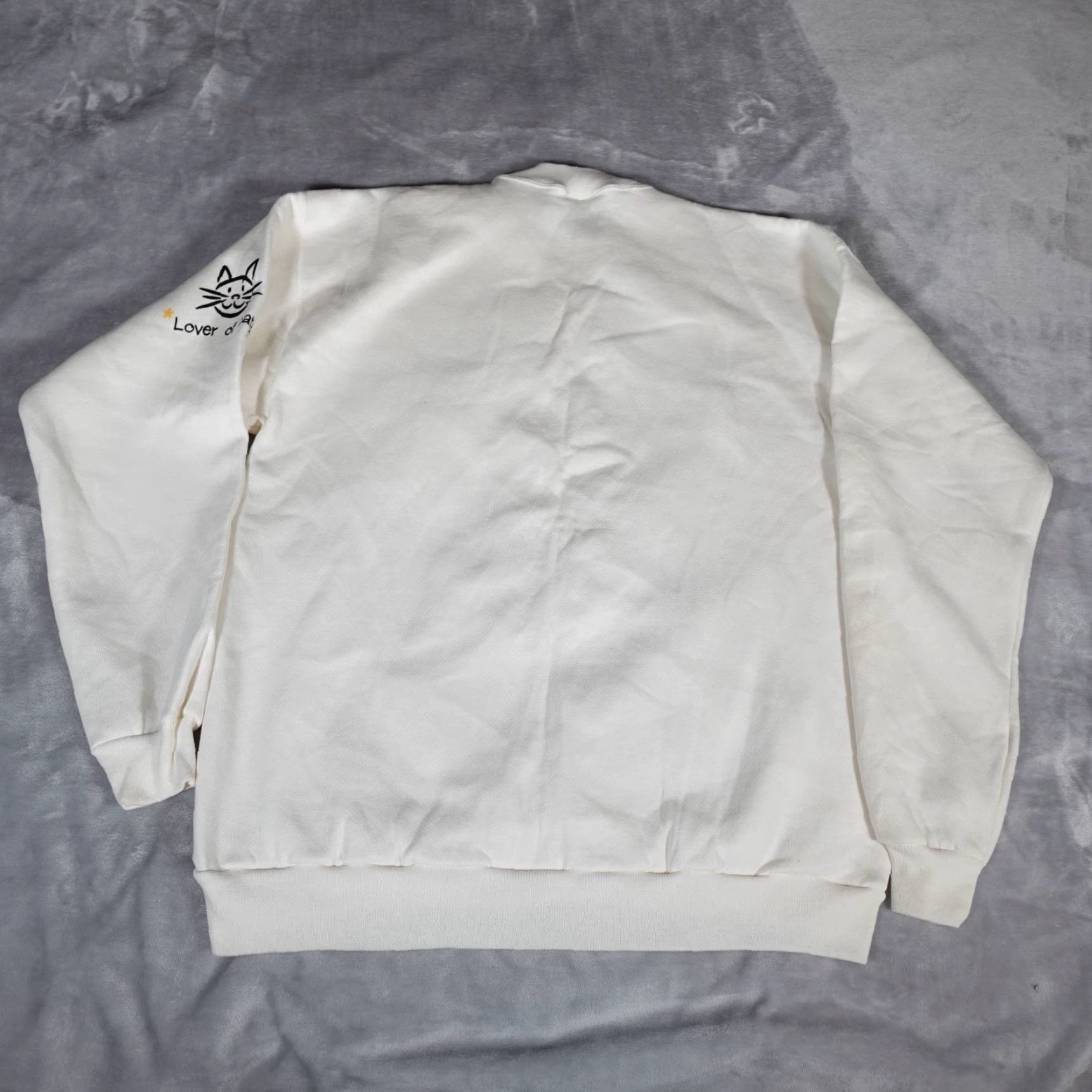 Vintage VINTAGE Sweatshirt Cat Lover Ailurophile Graphic Print Crewneck White 90s Mens XL Fits L - Pullover Knit Winter Spring Fall Size US L / EU 52-54 / 3 - 7 Thumbnail
