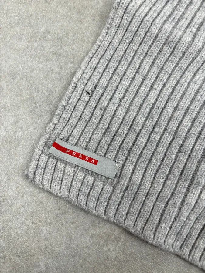 Prada 2000s Prada Linea Rossa Grey Wool Minimalist Scarf Size ONE SIZE - 6 Thumbnail