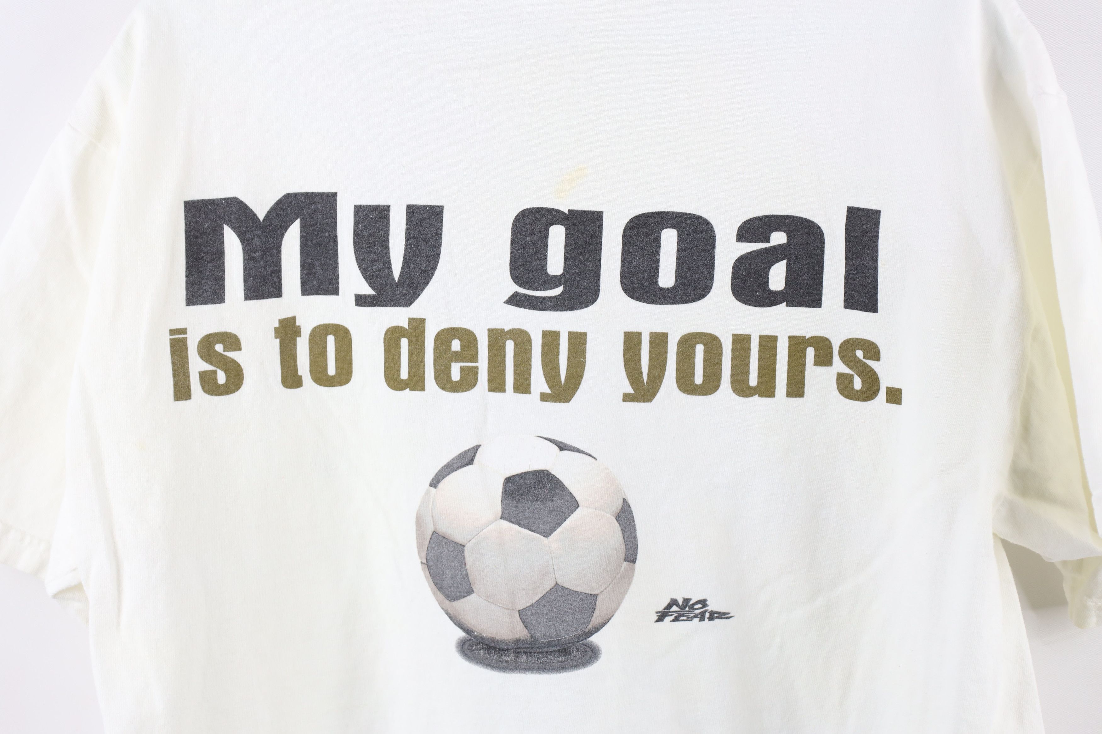 No Fear × Vintage Vintage 90s No Fear Spell Out Soccer T-Shirt White Cotton Size US M / EU 48-50 / 2 - 9 Thumbnail