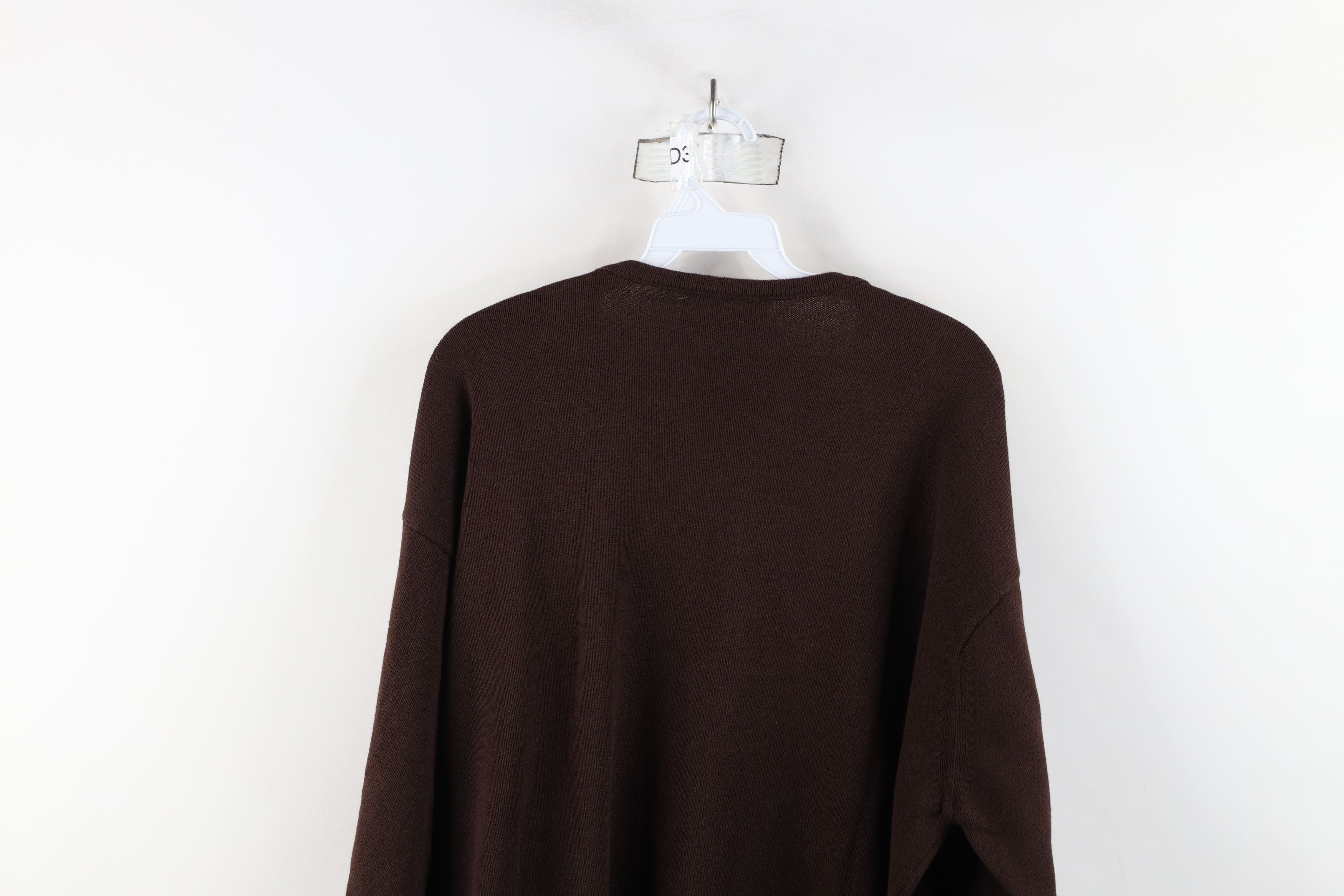 Vintage Deadstock Vintage 90s Streetwear Cotton Knit Sweater Brown Size 3XL / US 20-22 - 9 Thumbnail
