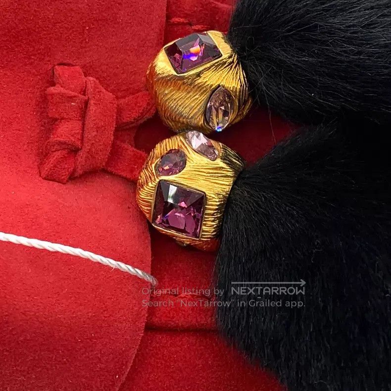 Prada Prada Red diamond-encrusted thick-heeled plush mule wrap h Size US 4.5 / IT 34.5 - 9 Thumbnail