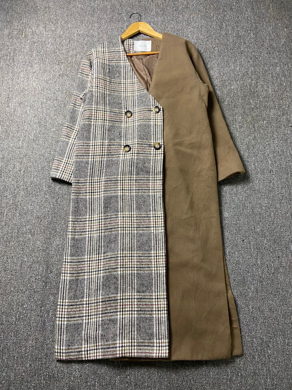 Japanese Brand ECLIN Brand Split Design Double Breasted Coat (183) Size ONE SIZE - 1 Thumbnail
