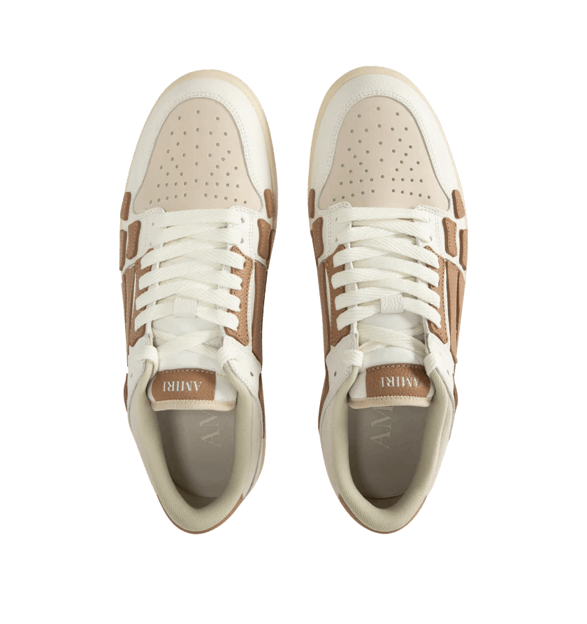 Amiri o1h1sh11225 Skel Low Top Sneaker in White/Camel Size US 9 / EU 42 - 3 Thumbnail