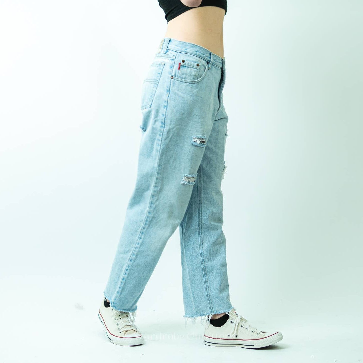 Vintage Vintage 90's Bugle Boy Gold Crest Mom Jeans - 33x30 Size 33" - 2 Thumbnail