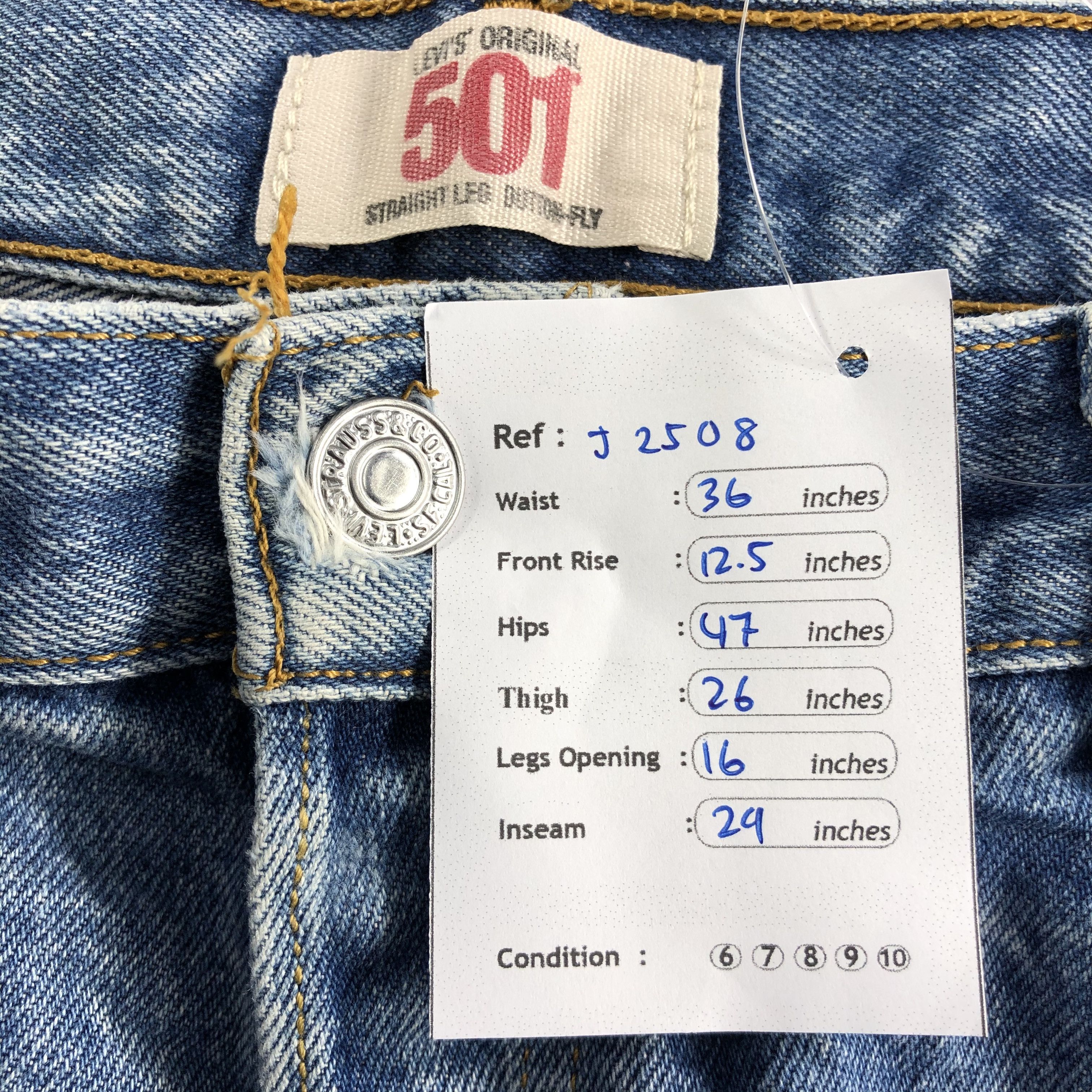 Levi's Vintage Blue Wash Levis 501 Jeans-J2508 Size US 36 / EU 52 - 17 Thumbnail