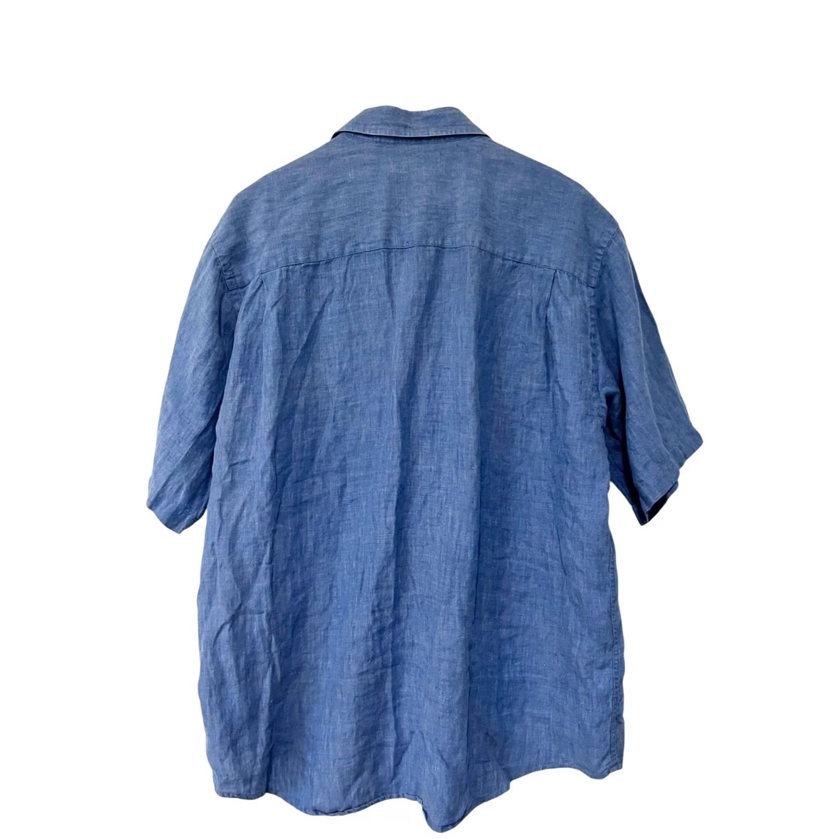 Vintage Turnbury Men's Short Sleeve Button-Up Collared Linen Shirt Blue Size Large L Size US L / EU 52-54 / 3 - 3 Thumbnail