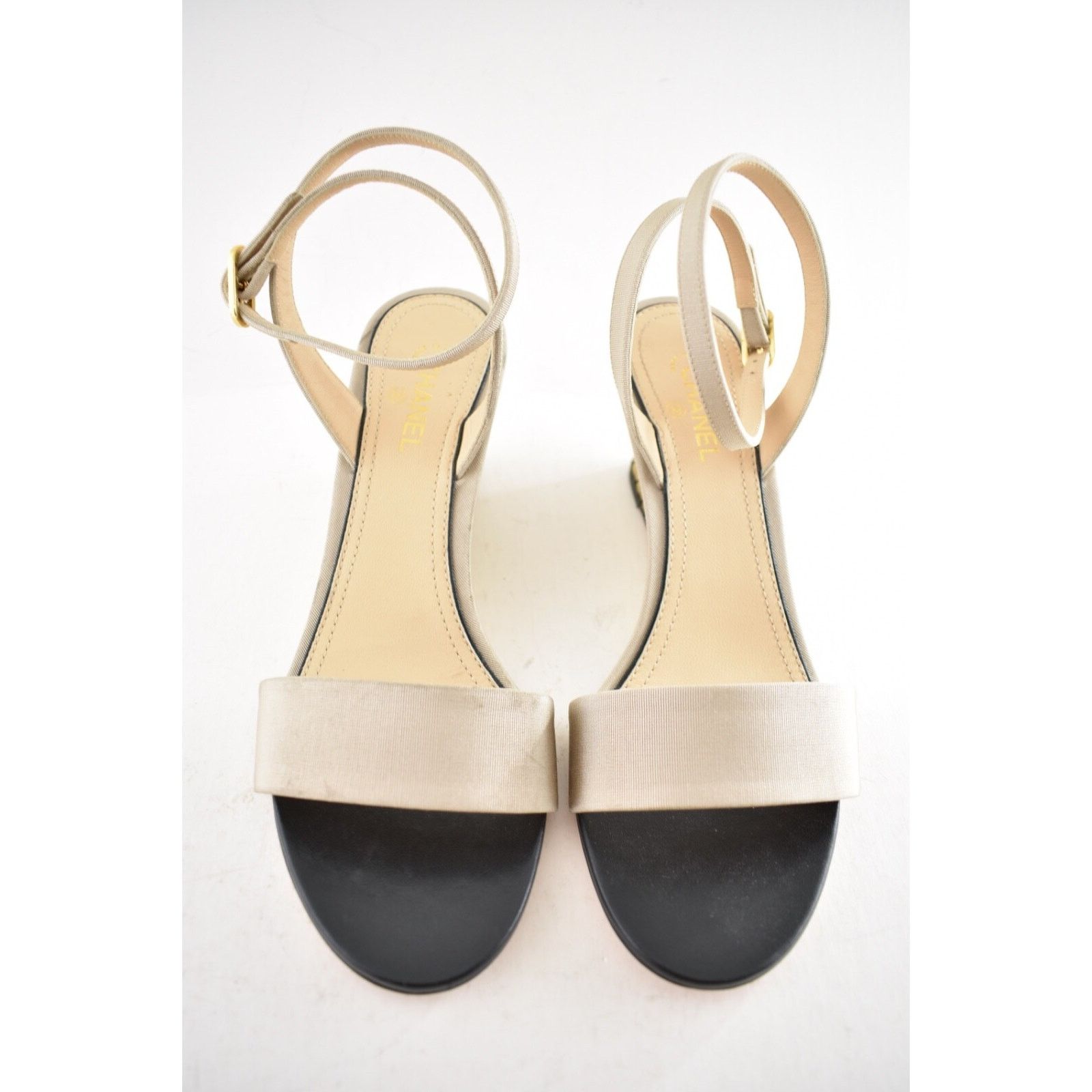 Chanel 17PGrosgrain Pearl CC Ankle Strap Sandals Wedge Heel Pump 37 Size US 7 / IT 37 - 5 Thumbnail