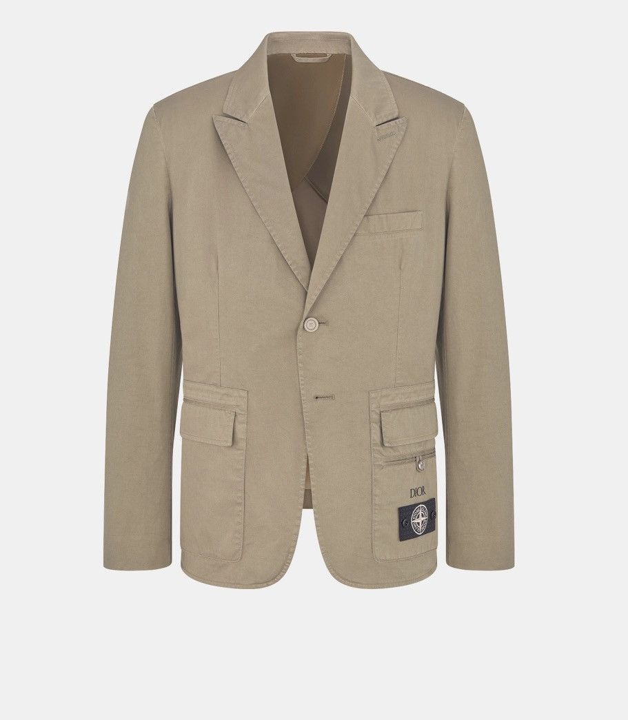 DIOR AND STONE ISLAND JACKET Light Brown Cotton-Blend Satin