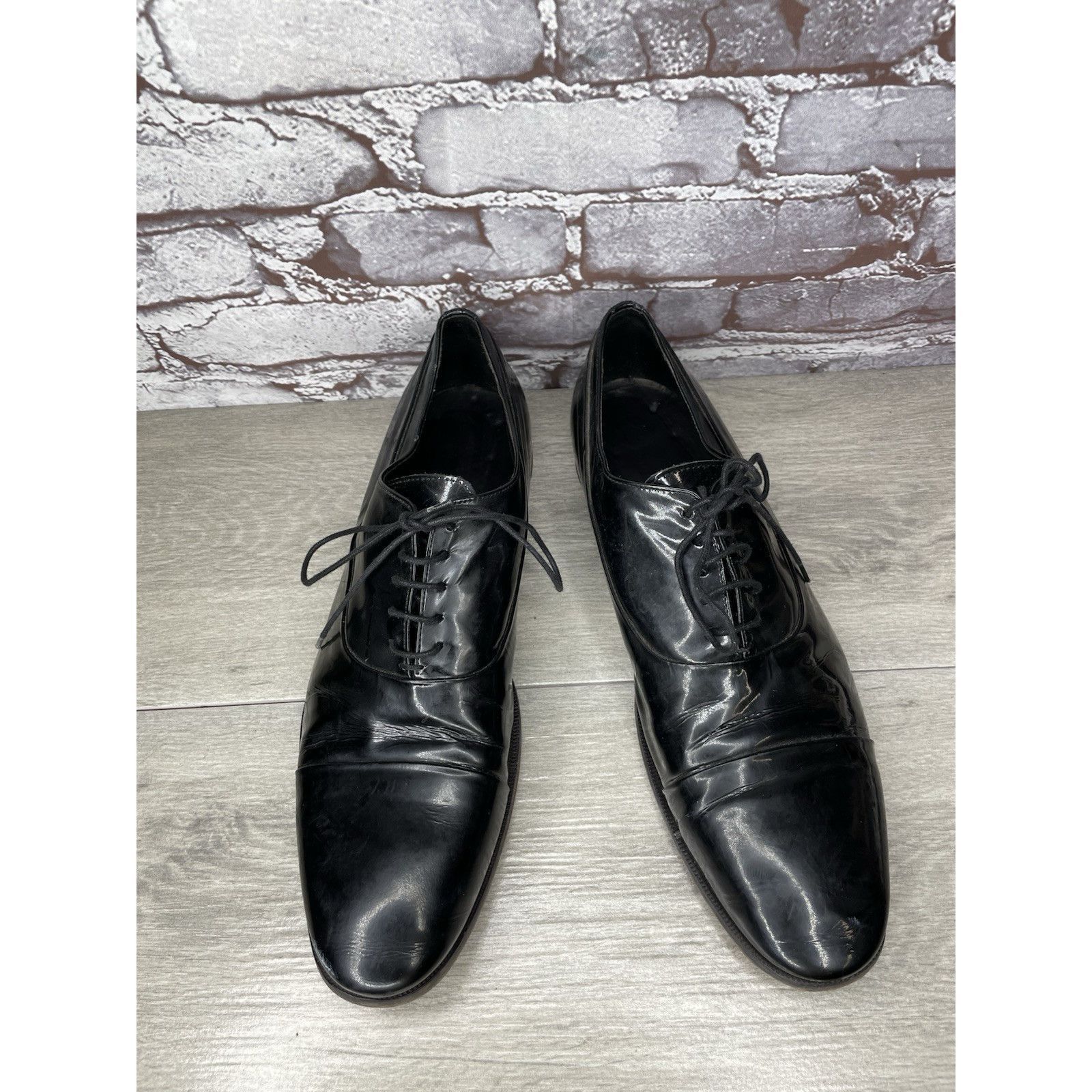 Sturhling Rolando Sturlini Black Patent Leather Derby Tuxedo Dress Sho Size US 12 / EU 45 - 5 Thumbnail