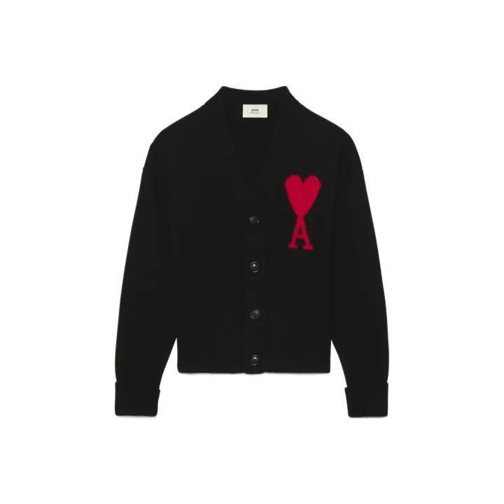 AMI AMIPARIS Oversized Wool Cardigan with Heart Logo -2507 Size US M / EU 48-50 / 2 - 1 Thumbnail