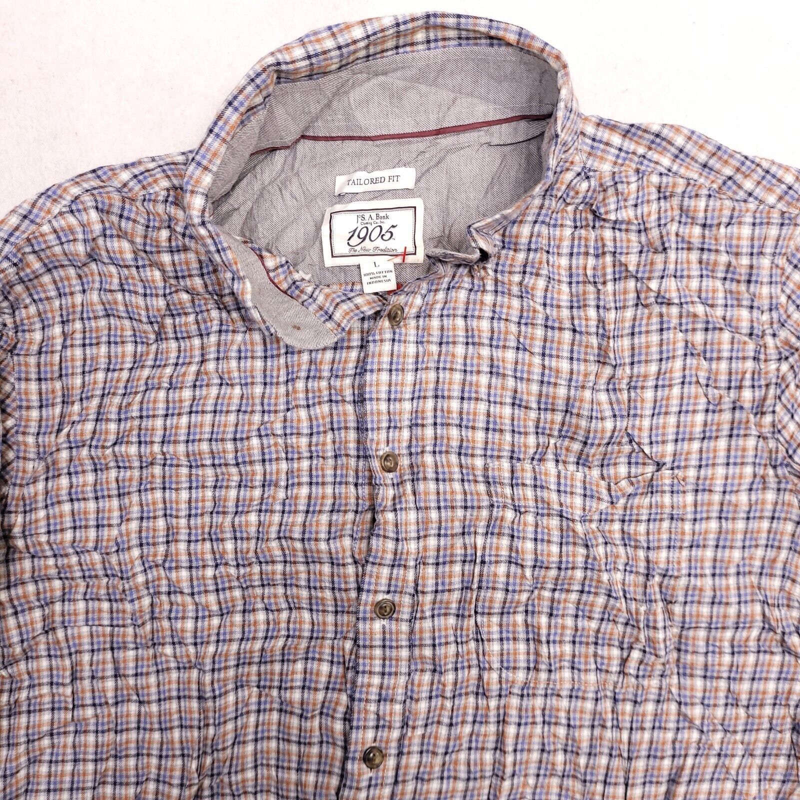 Jos. A. Bank Jos A Bank Tartan Flannel Shirt Mens Size Large Orange Blue Size US L / EU 52-54 / 3 - 1 Thumbnail