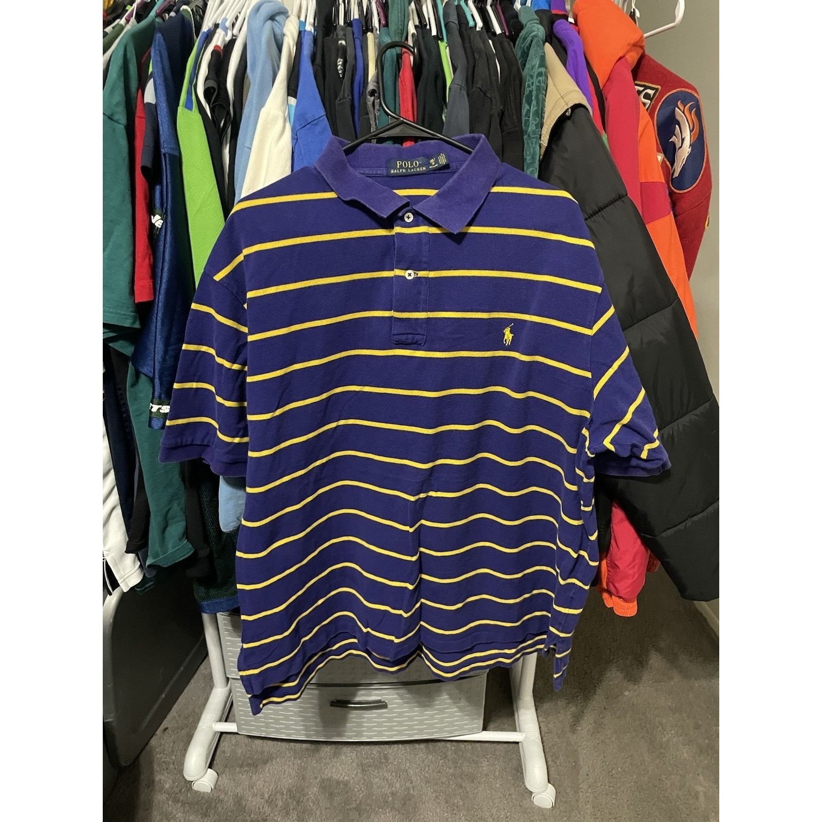 Polo Ralph Lauren Size 2XL- VTG Polo Ralph Lauren Stripe Shirt Blue Gold Short Size US XL / EU 56 / 4 - 1 Thumbnail