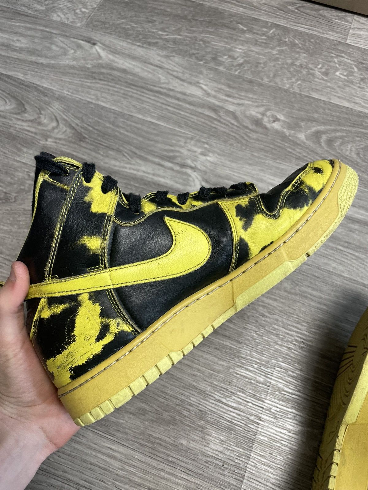 Nike Nike 5 Dunk High 1985 SP Yellow Acid Wash Sneaker Shoes Size US 10.5 / EU 43-44 - 13 Thumbnail