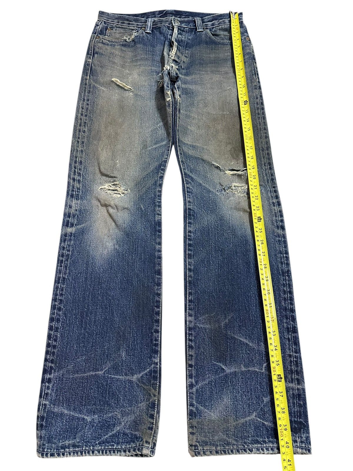 14th Addiction Vintage Japanese Brand Selvedge Mud Wash Distressed Jeans Size US 31 - 16 Thumbnail