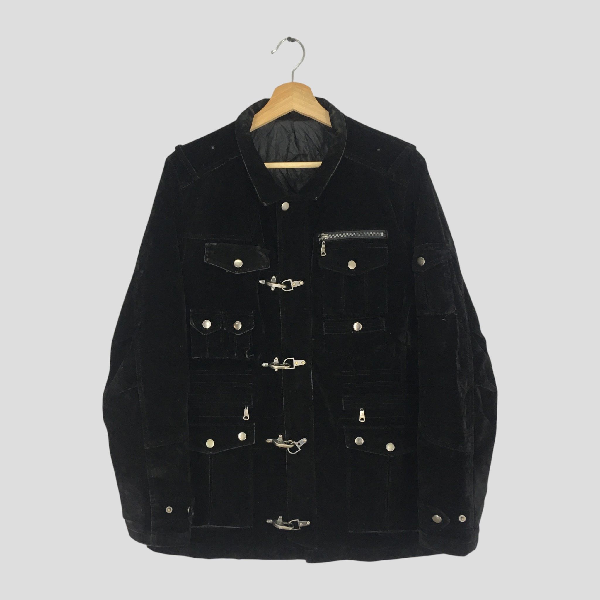 semanticdesign Vintage Semantic Design Black Velvet Bondage Jacket Size US L / EU 52-54 / 3 - 2 Thumbnail