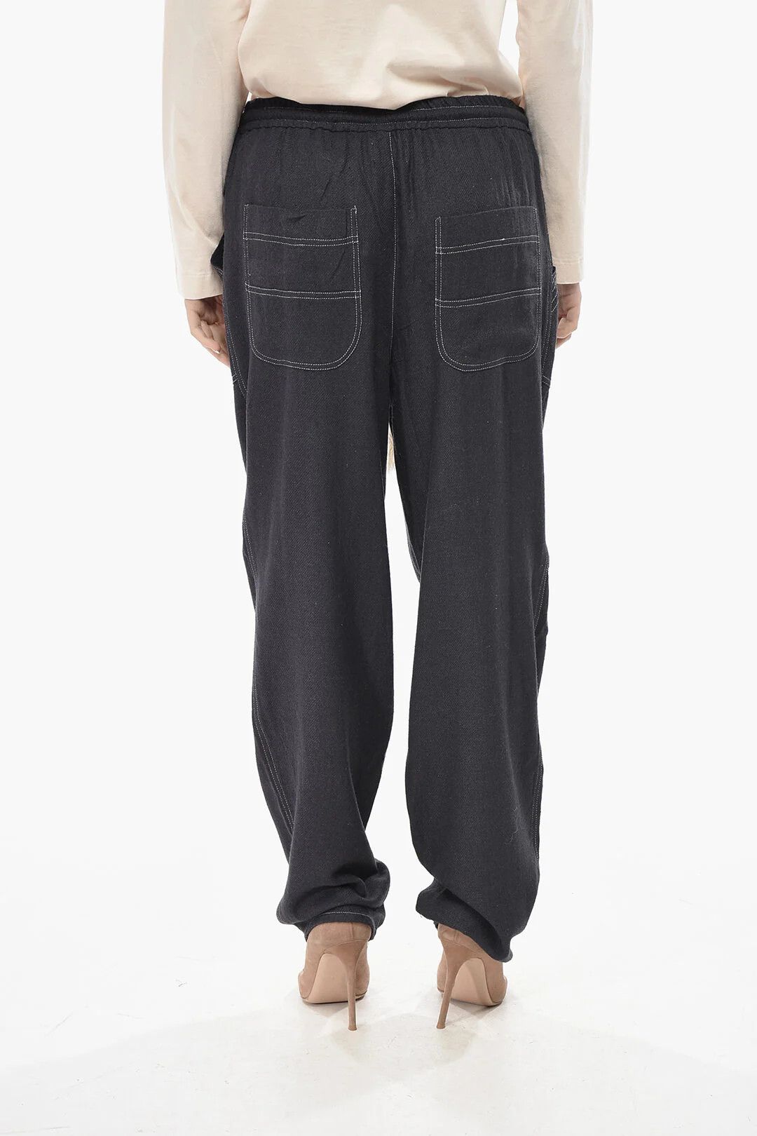 Isabel Marant og1mm0326 Silk-Jersey Pant in Blue Size 30" / US 8 / IT 44 - 2 Thumbnail